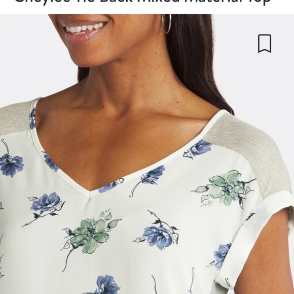 Fortune + Ivy Cheylee Tie Back Mixed Material Blouse - Picture 2 of 4